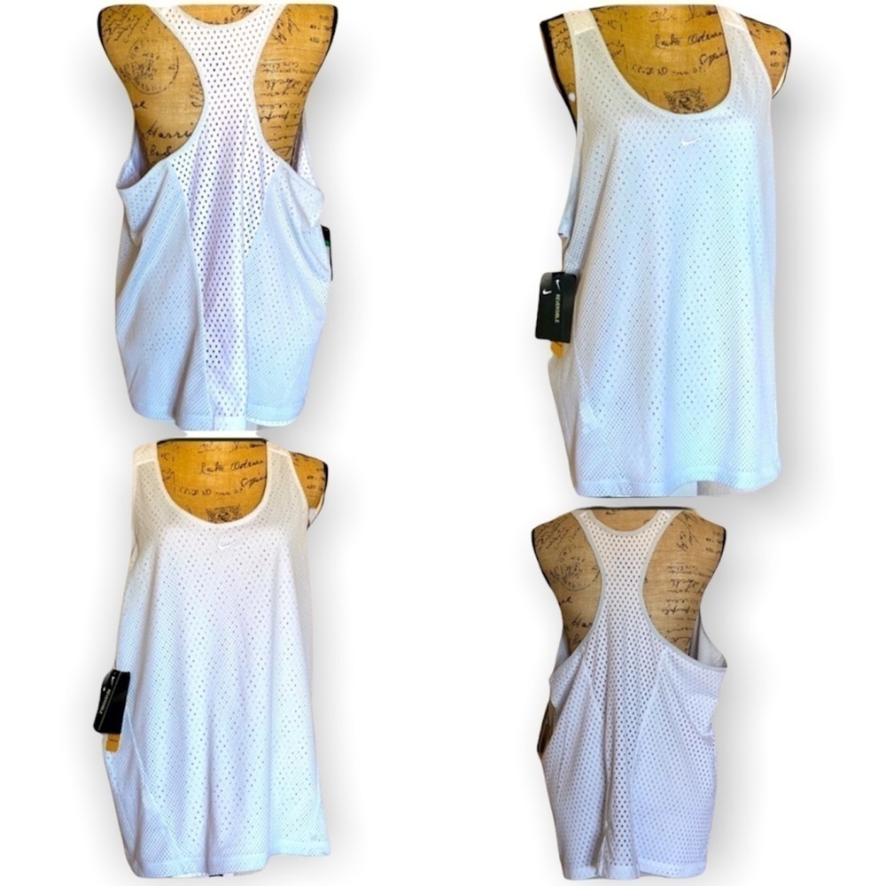 NIKE Tank Top Vintage Band Workout Tee Grey REVERSIBLE Racerback X-LARG…NWT